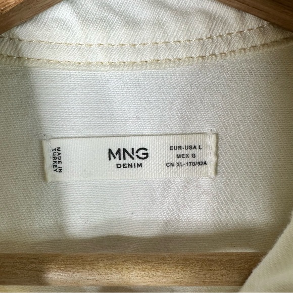 Mango size Large Long Sleeve Off White Utility Denim Jumpsuit Boilersuit - Picture 10 of 12